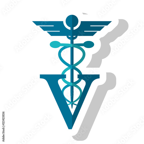 Caduceus and vet icon. Medical and health care theme. Isolated design. Vector illustration