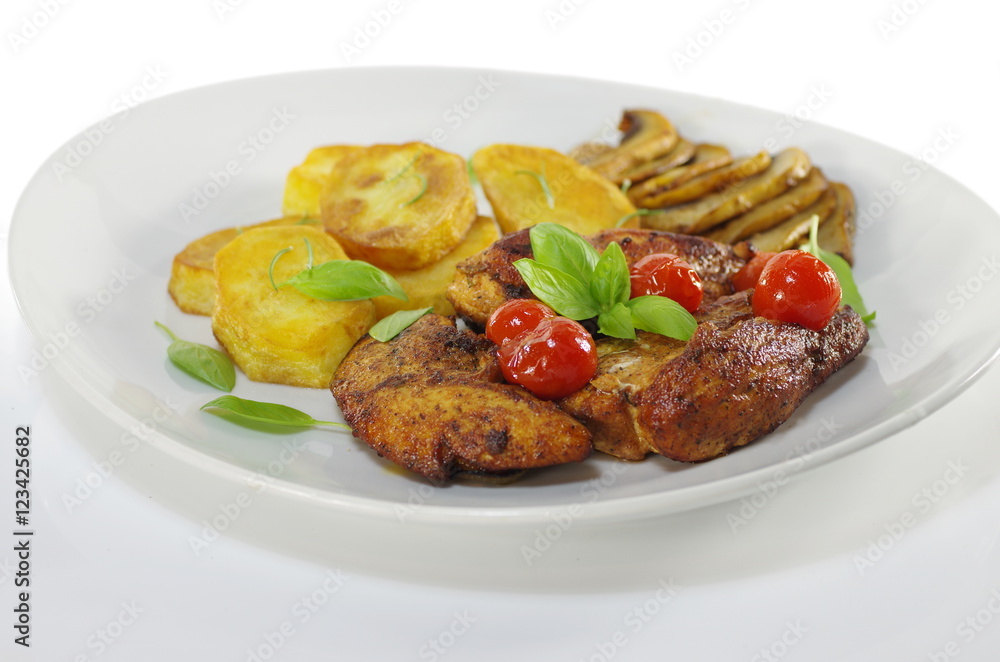 fried meat and chips fried meat and chips