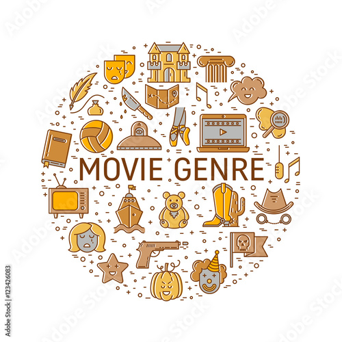 Film genre icon set