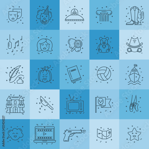 Film genre icon set