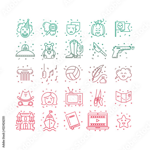 Film genre icon set