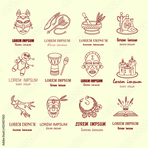 Voodoo African and American magic vector logo