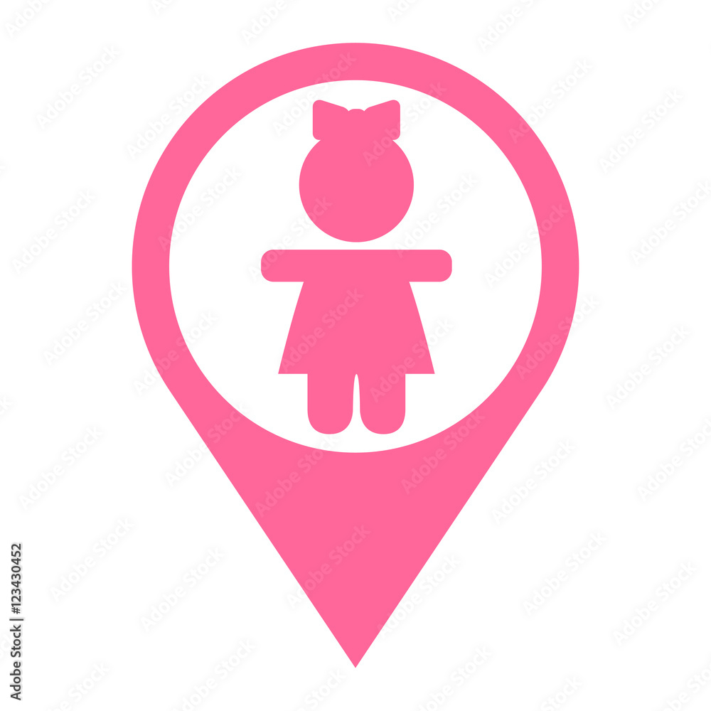 Icono plano localizacion niña rosa Icono plano localizacion niña rosa