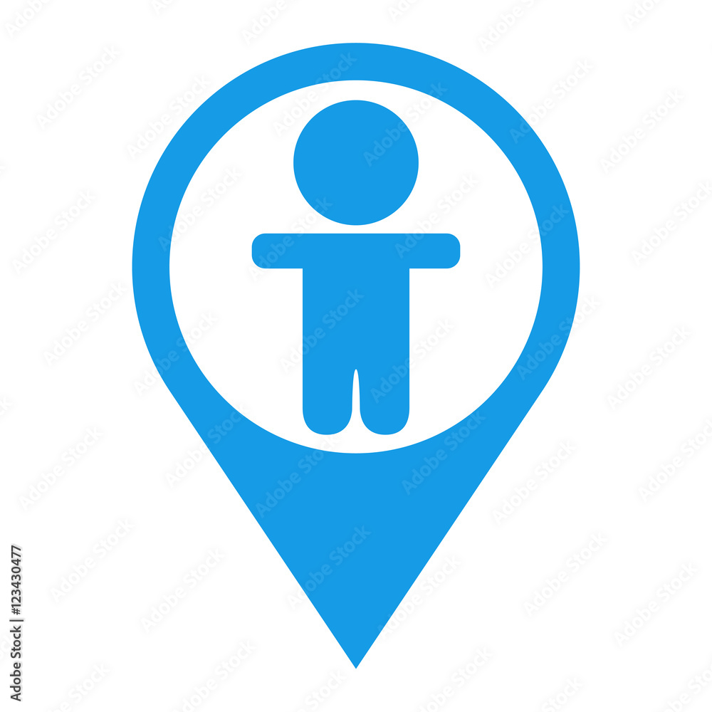 Icono plano localizacion niño azul