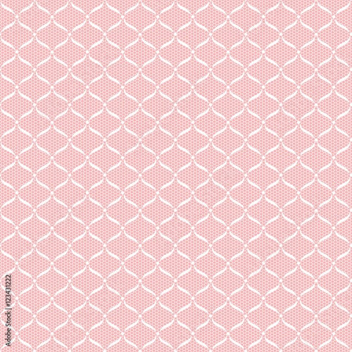 Seamless pattern with white lace on pink background.
