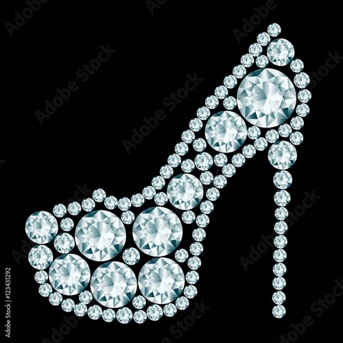 High heels shoe made of diamonds.