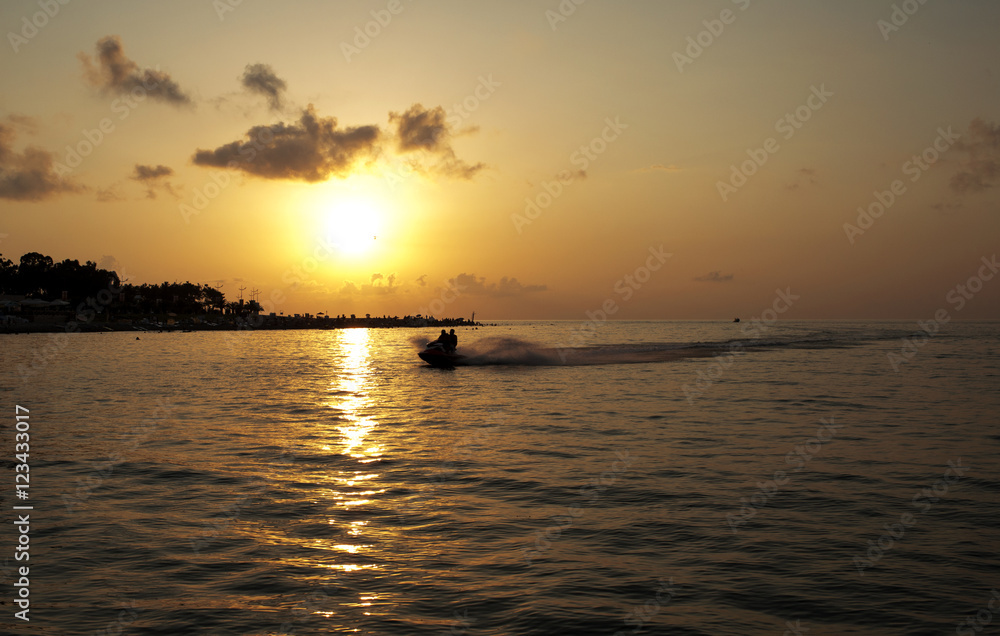 Jet ski at sunset in Batumi Jet ski at sunset in Batumi