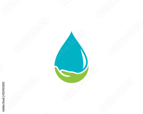 Hand Water Drop Oil Logo