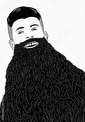 Illustration of man with long beard against white background photo