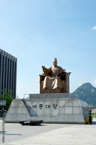 Kwanhwamun square in Seoul, South Korea in summer