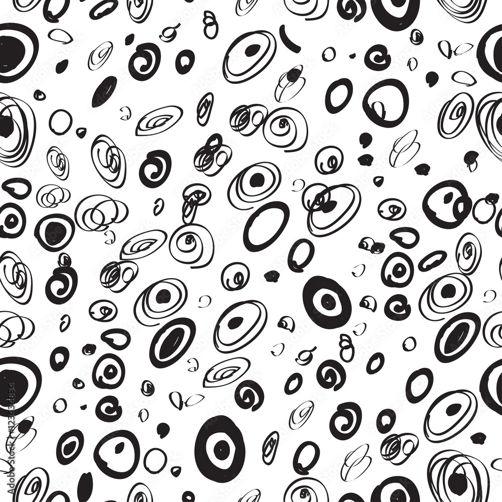 Retro abstract seamless pattern with textured circles.Retro style texture, pattern and geometric elements