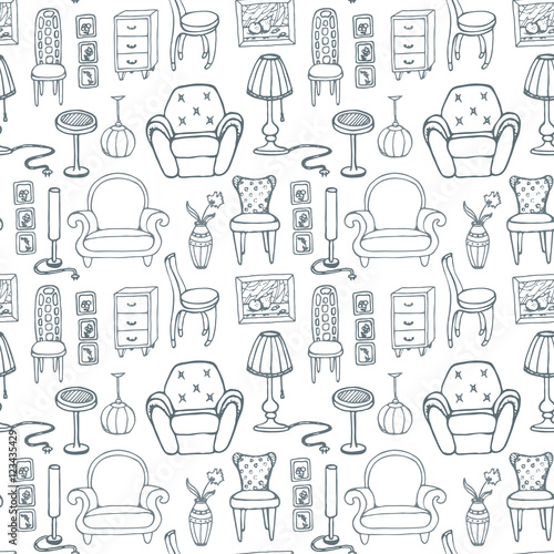 Seamless furniture pattern.