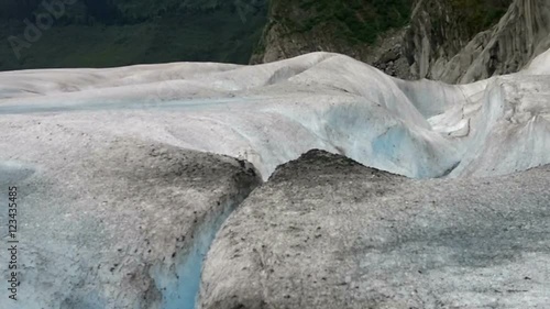 View of Mendenhall Glacier Covered With Blue Ice, Juneau, Alaska