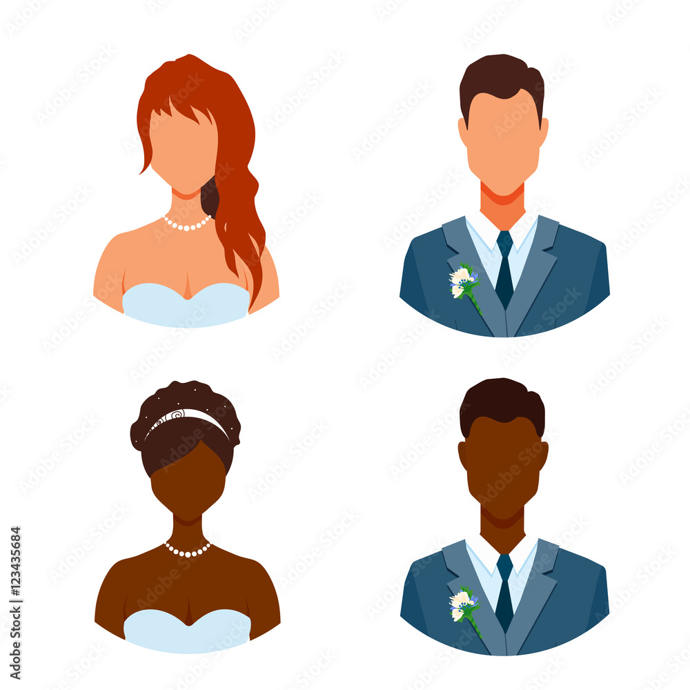 Getting married people avatars without face. Getting married people avatars without face.
