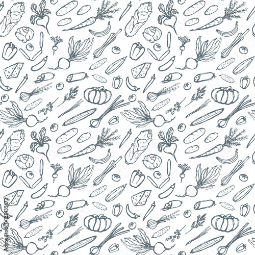 Seamless foodstuffs pattern.