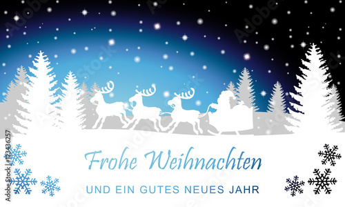 Weihnachten - Karte mit Winterlandschaft bei Nacht