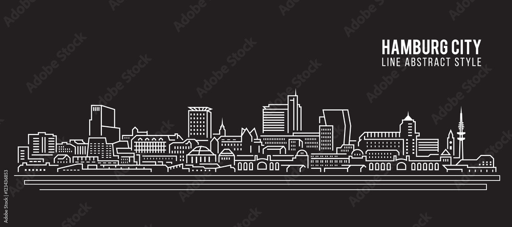 Cityscape Building Line art Vector Illustration design - Hamburg city