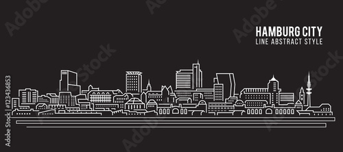 Cityscape Building Line art Vector Illustration design - Hamburg city