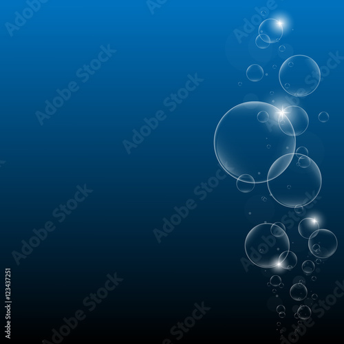 Water bubbles on Drak Blue background