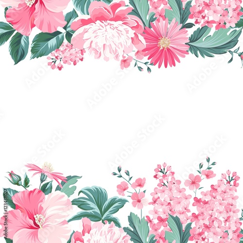 Vintage flower frame for your custom decorative design. Vector illustration.