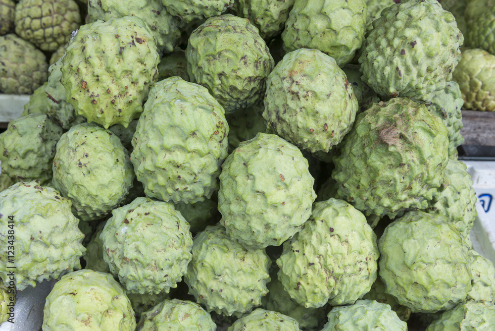Fototapeta premium A lot of cherimoyas on market