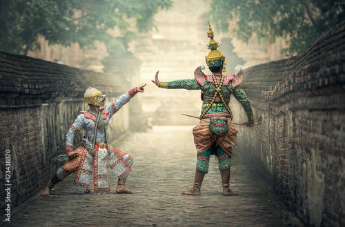Konstfotografi Khon is traditional dance drama art of Thai classical masked, this performance i