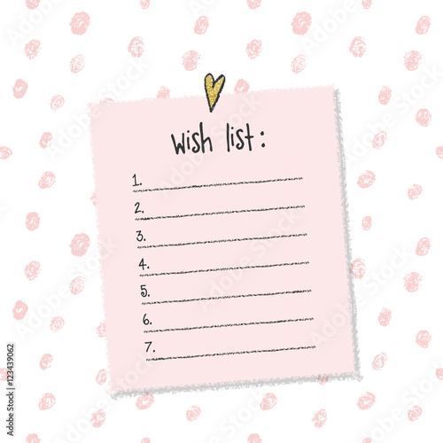 Christmas wish list template. Hand drawn elements. Printable design.