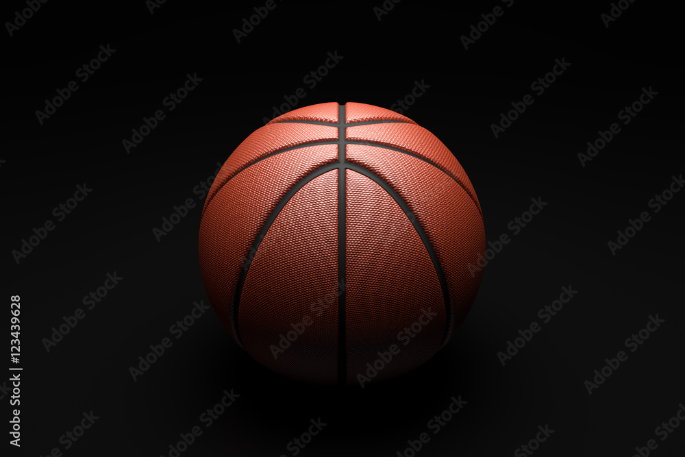 Basketball concept, basketball on  black background. 3D illustration