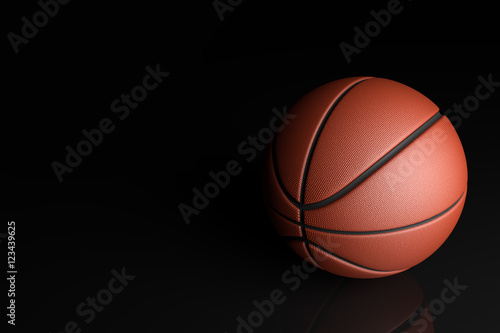 Basketball concept, basketball on  black background. 3D illustration © Es sarawuth