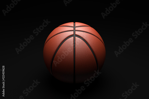 Basketball concept, basketball on black background. 3D illustration