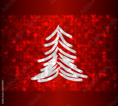Frozen tree on red background