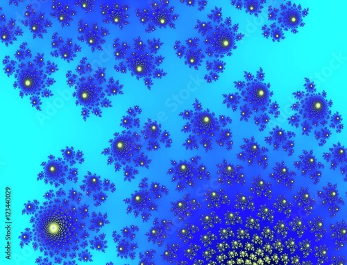 Bright turquoise cyan azure blue colored abstract floral background