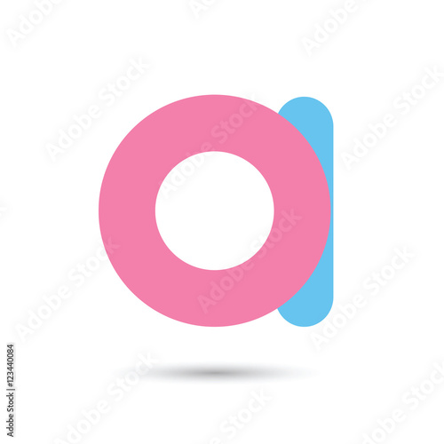 a font vector with blue and pink color on White background, Futu