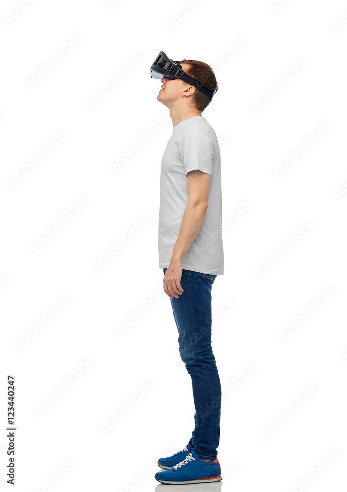 happy man in virtual reality headset or 3d glasses happy man in virtual reality headset or 3d glasses