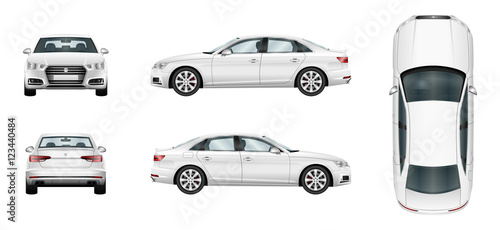 Car vector template on white background. Business sedan isolated. Separate groups and layers.