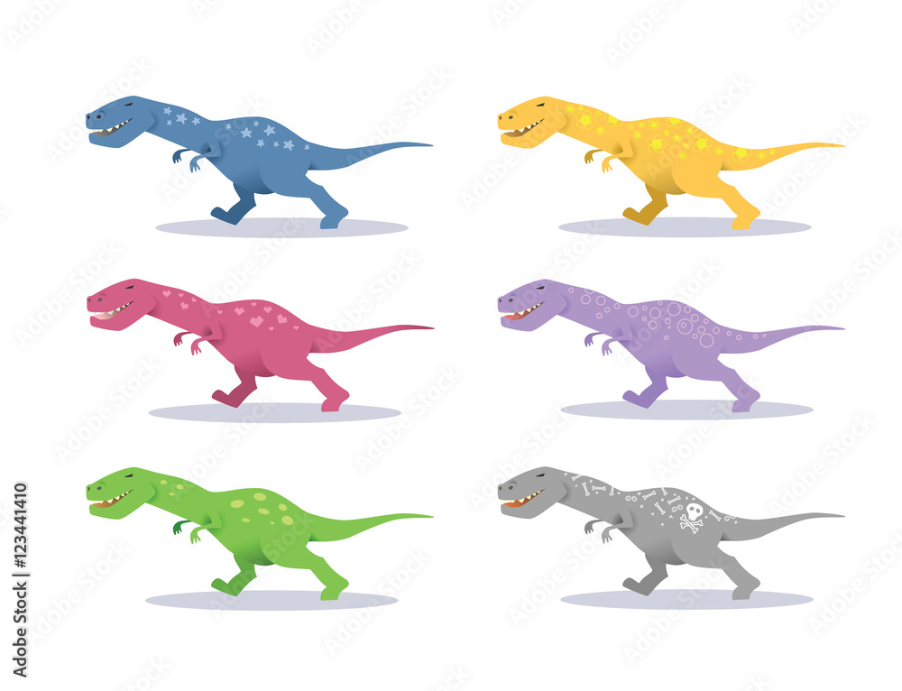 Obraz premium Vector set of dinosaurs, funny illustration for kids fashion and goods