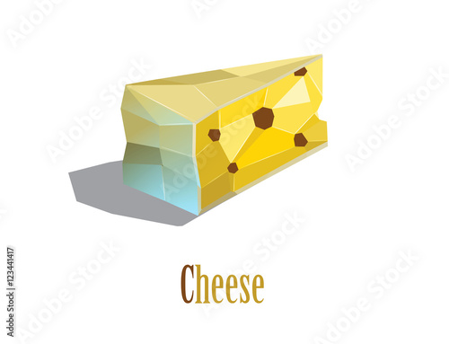Vector polygonal illustration of cheese, modern cooking icon, dairy food