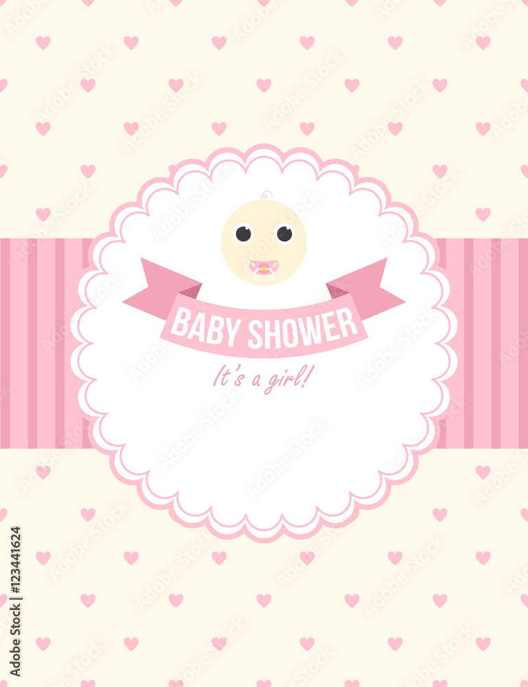 Baby shower card design for baby girl