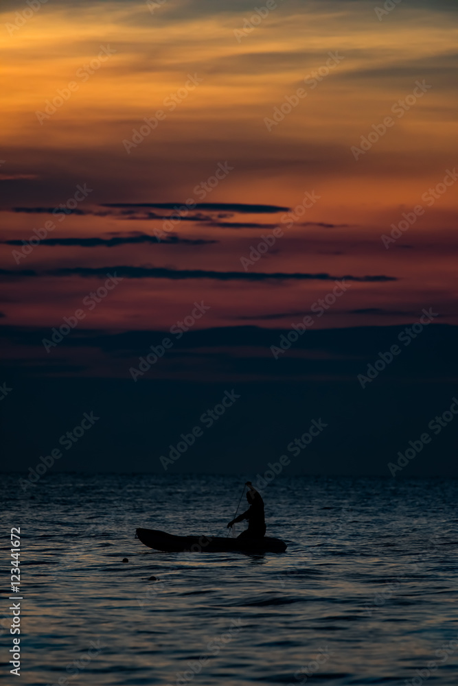 Fototapeta premium Fishing at Dawn at Hua Hin Thailand