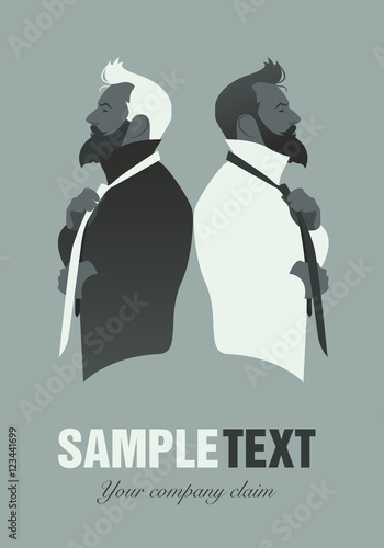 Elegant bearded two men. To tie a knot. Hipster & fashionable