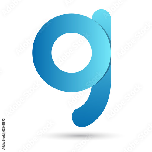 Letter g with blue color on white background