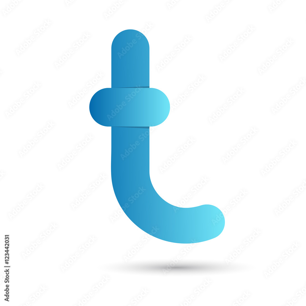 Letter t with blue color on white background Letter t with blue color on white background