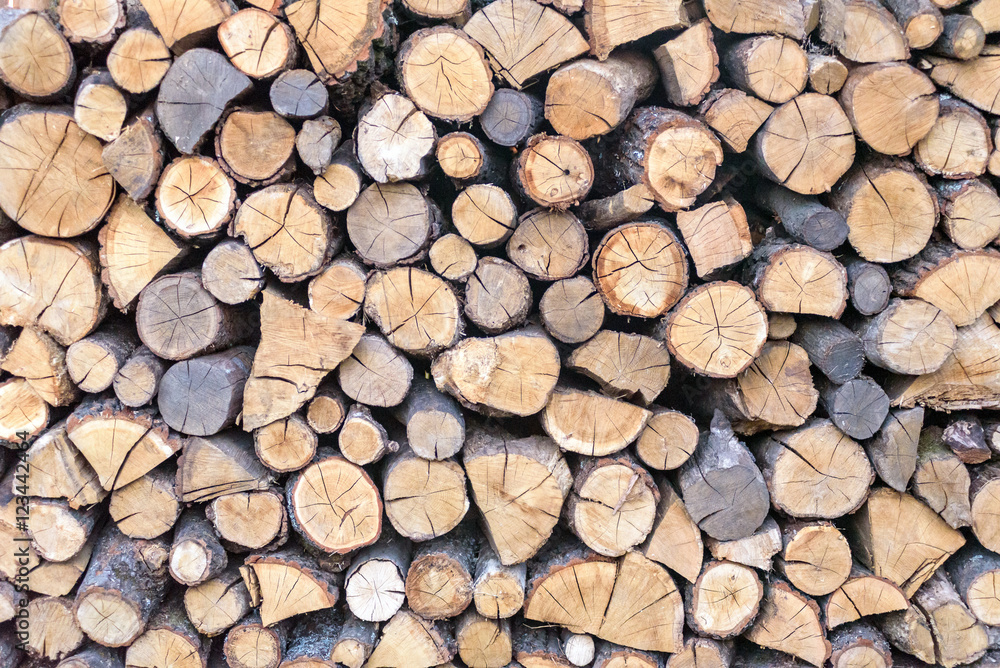 wall firewood , Background of dry chopped logs in a pile wall firewood , Background of dry chopped logs in a pile