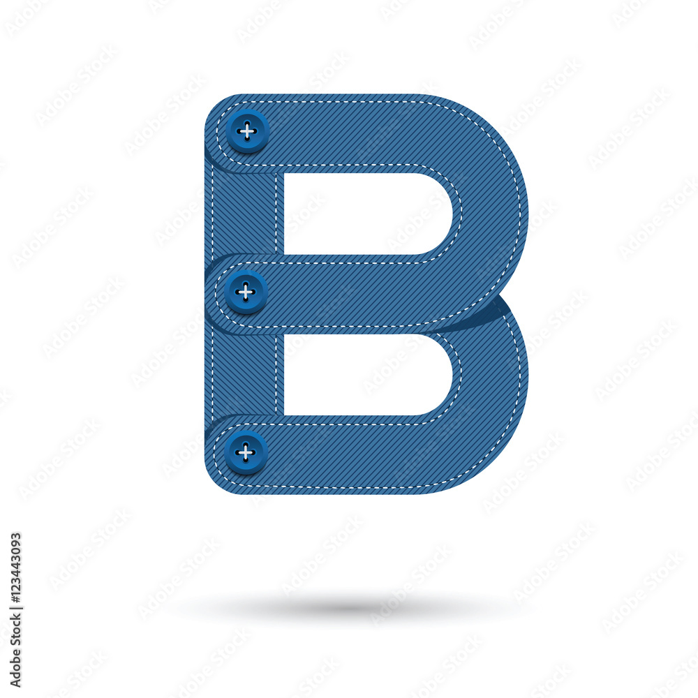 B font vector with blue Jeans on White background, Futuristic f B font vector with blue Jeans on White background, Futuristic f