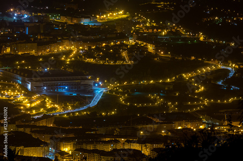 Night aerial view of the city of Oviedo  Spain