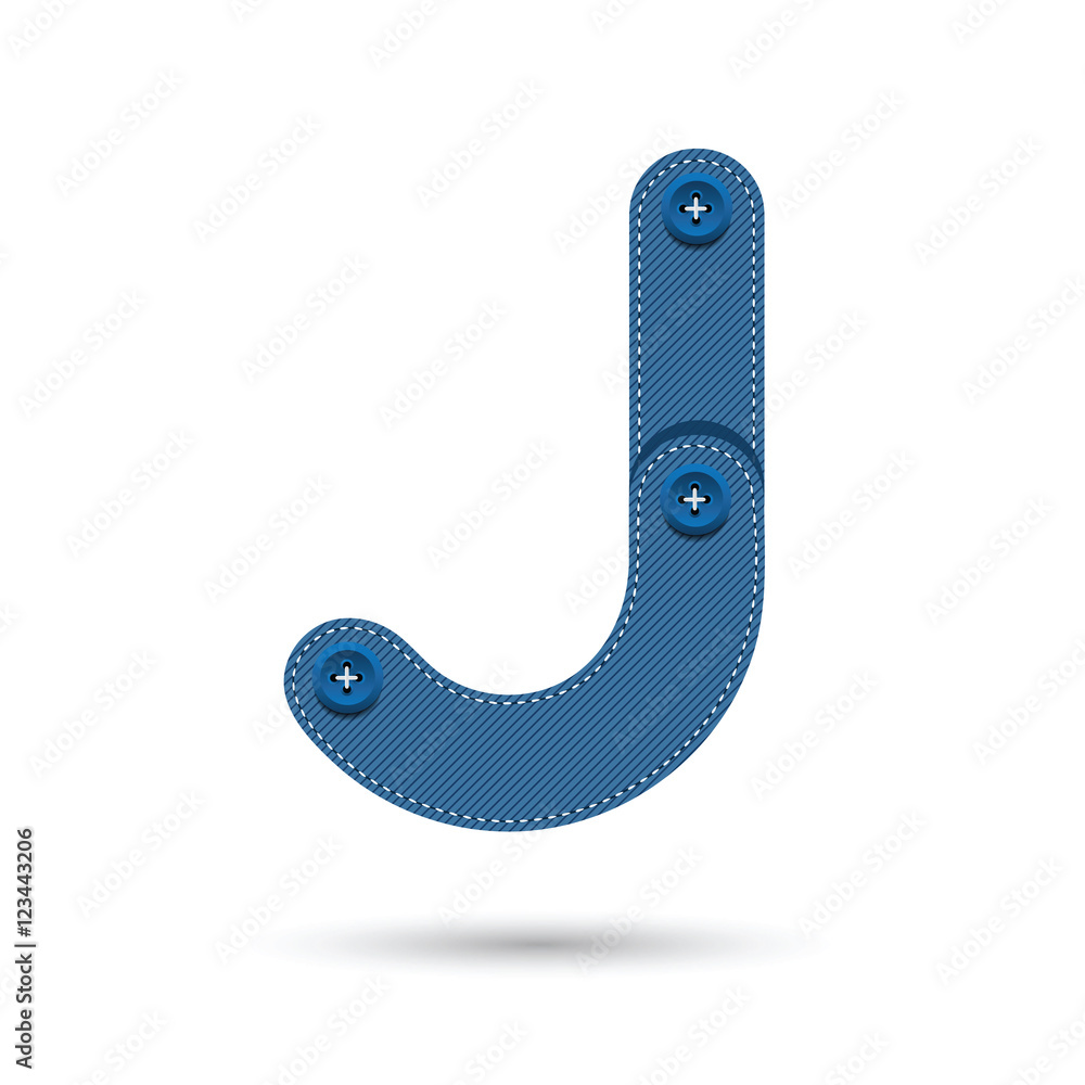 J font vector with blue Jeans on White background, Futuristic fo J font vector with blue Jeans on White background, Futuristic fo