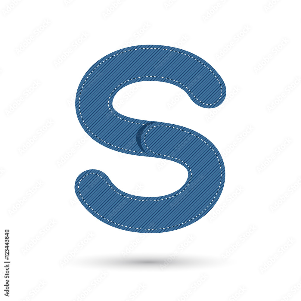 S font vector with blue Jeans on White background, Futuristic f S font vector with blue Jeans on White background, Futuristic f