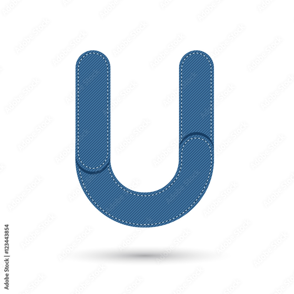 U font vector with blue Jeans on White background, Futuristic f U font vector with blue Jeans on White background, Futuristic f