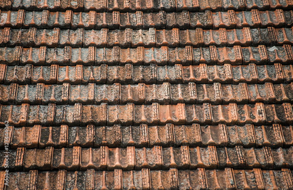 Texture of old weathered red roof tiles. Texture of old weathered red roof tiles.