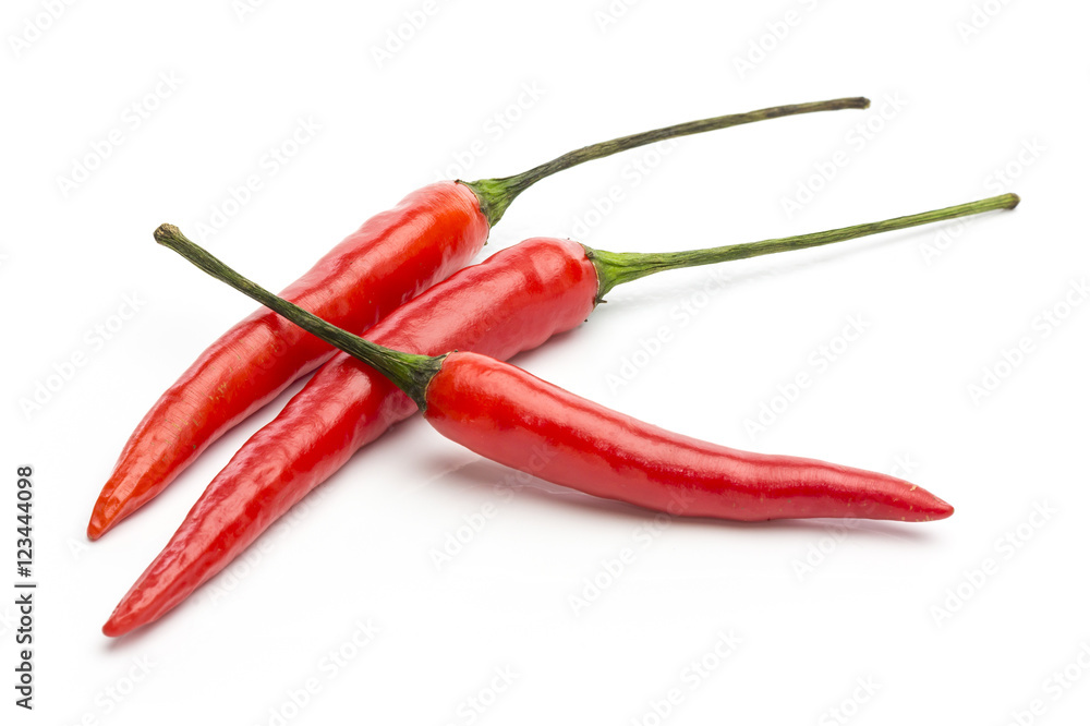 Red chili peppers on a white background